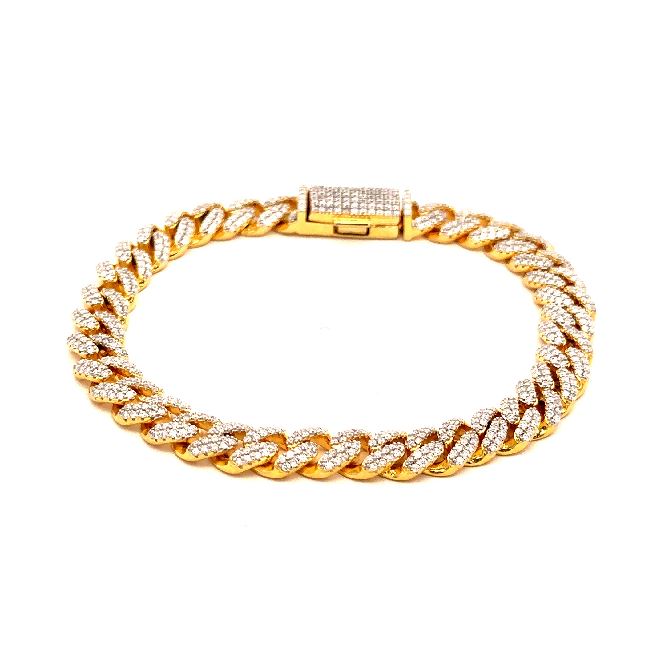 TAZRIN 4.23 CTW 8MM CZ GOLD MOISSANTE ICED OUT BRACELET | 991552