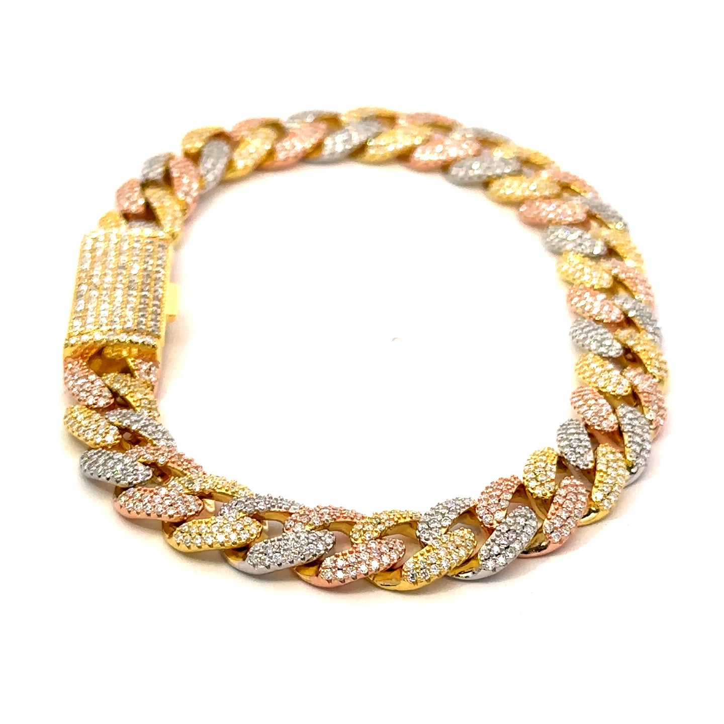 MYVORA 5.18 CTW 10MM CZ TRI COLOR MOISSANTE ICED OUT BRACELET | 9915752