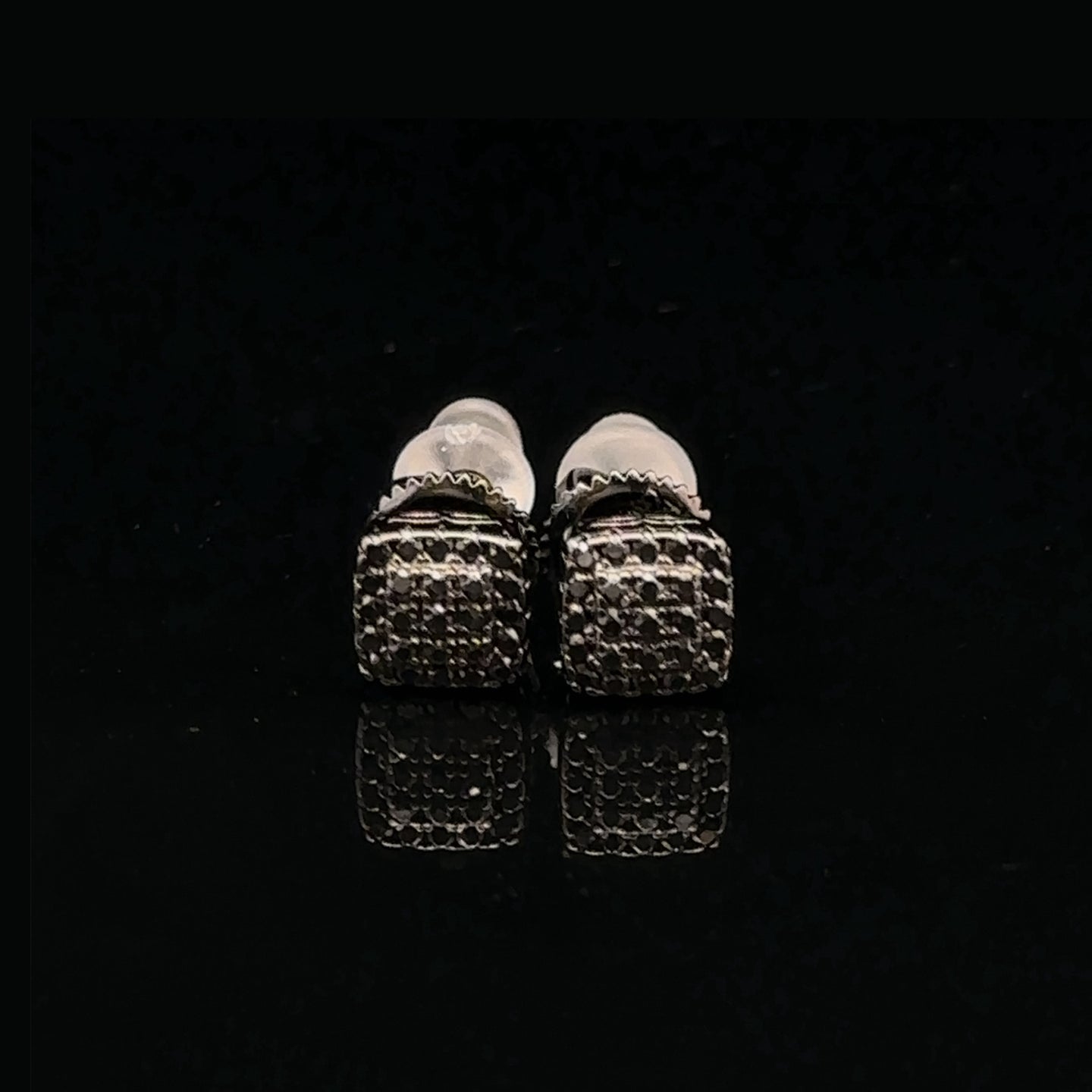 AUREATE 925 BLACK MOISSANITE ICED OUT EARRING | 992103