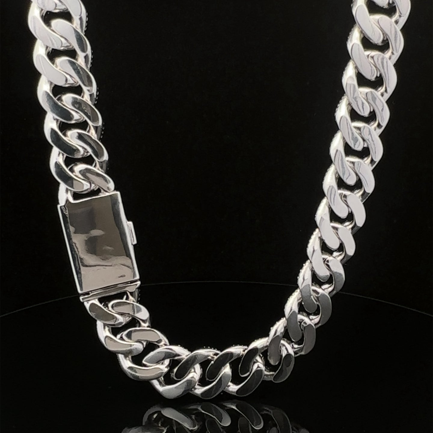 SCINTILLA 14MM 925 MOISSANITE RHODIUM ICED OUT CUBAN CHAIN  | 993411