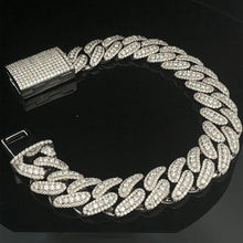 MUNIFICIENT 14MM 925 MOISSANITE RHODIUM ICED OUT CUBAN CHAIN | 993421