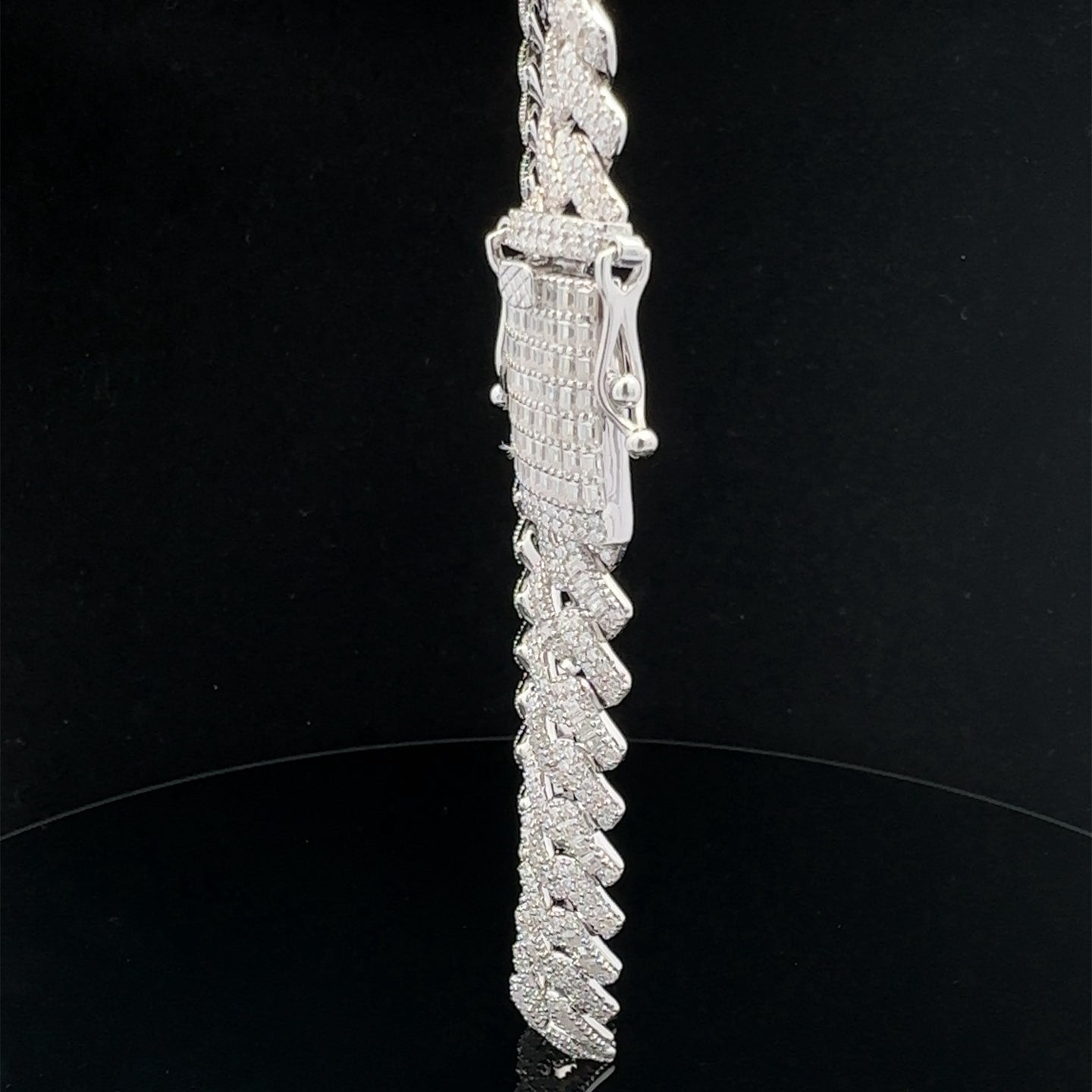 EBULLIENT 12MM 925 MOISSANITE RHODIUM ICED OUT CUBAN CHAIN  | 994701