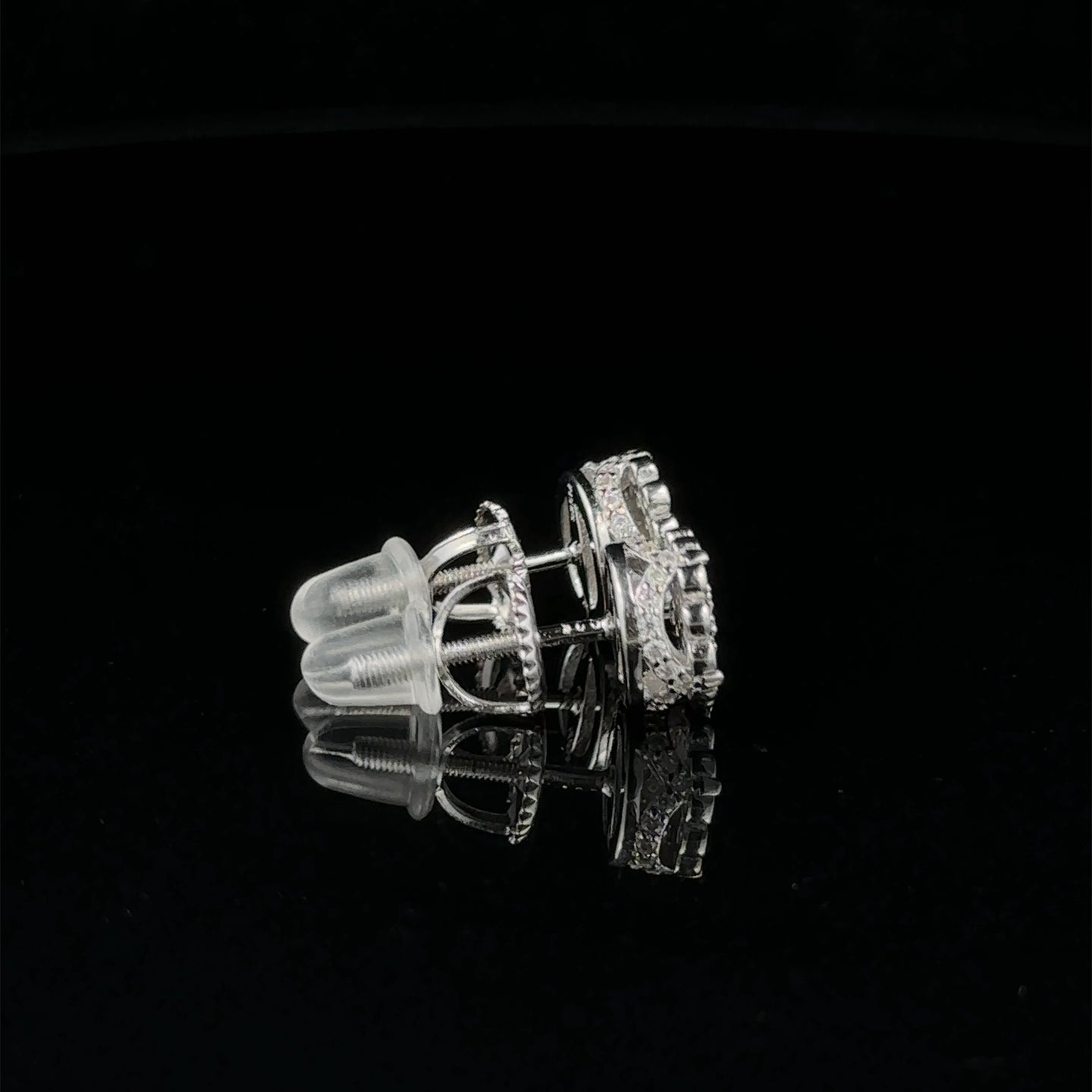 IRIDESCENT 925 RHODIUM MOISSANITE ICED OUT EARRING | 994811