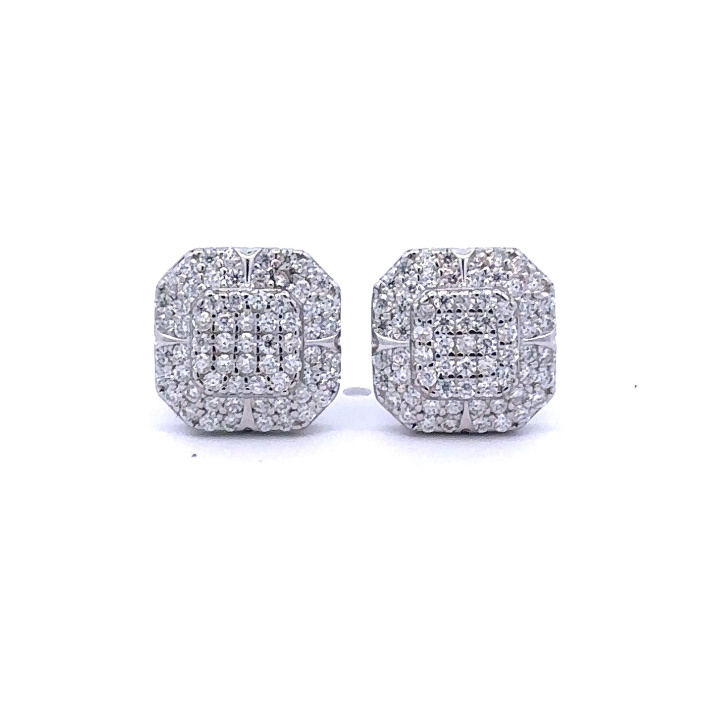 AETHER 0.58 CTW 925 RHODIUM MOISSANITE ICED OUT EARRING | 994891