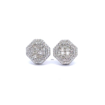GALATEA 0.92 CTW 925 RHODIUM MOISSANITE ICED OUT EARRING | 995861