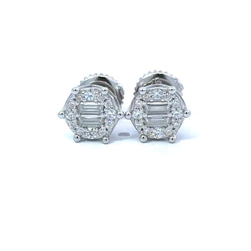 COROLLET 0.46 CTW 925 RHODIUM MOISSANITE ICED OUT EARRING | 996711