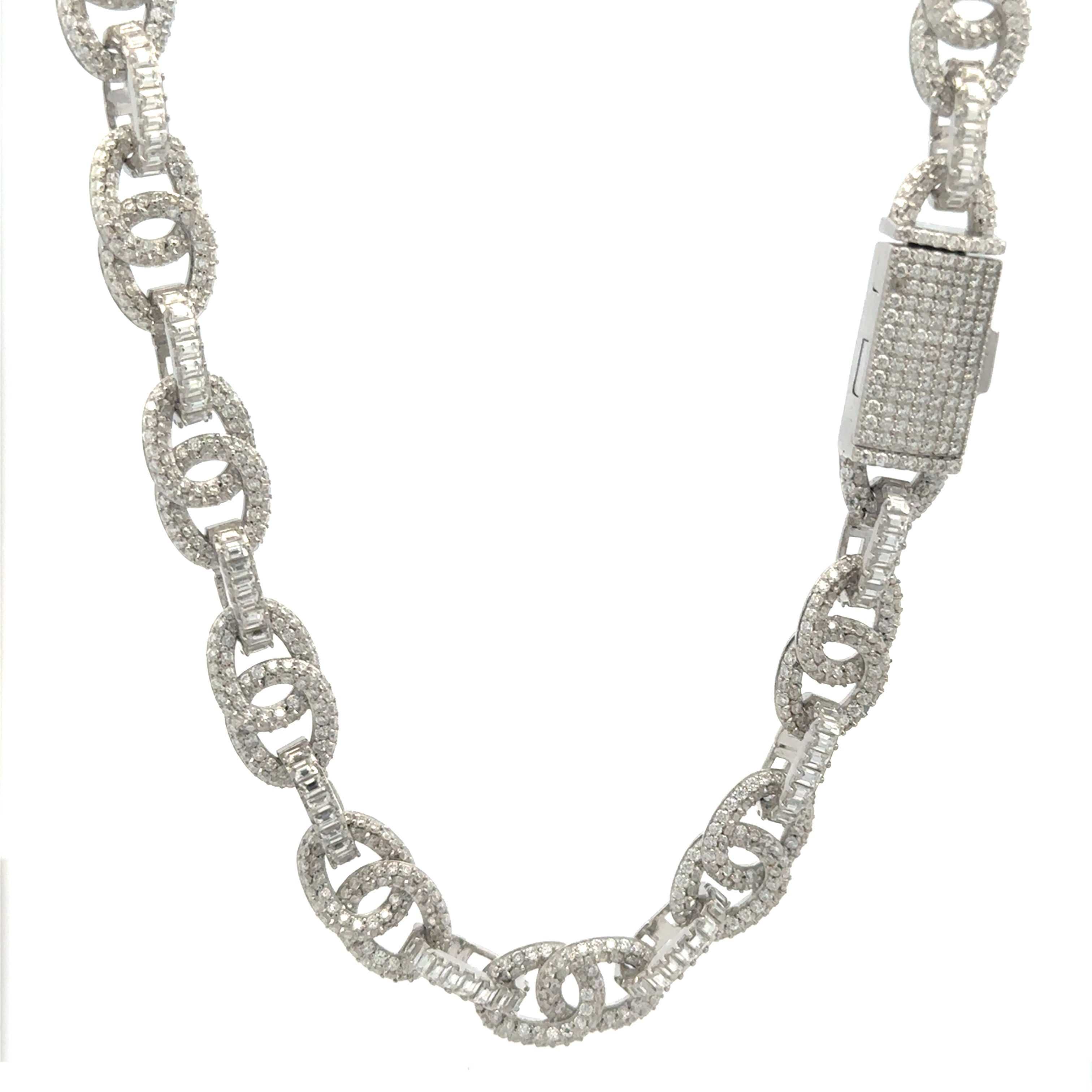 TALMAR 10MM RHODIUM MOISSANITE ICED OUT CHAIN  |  997111