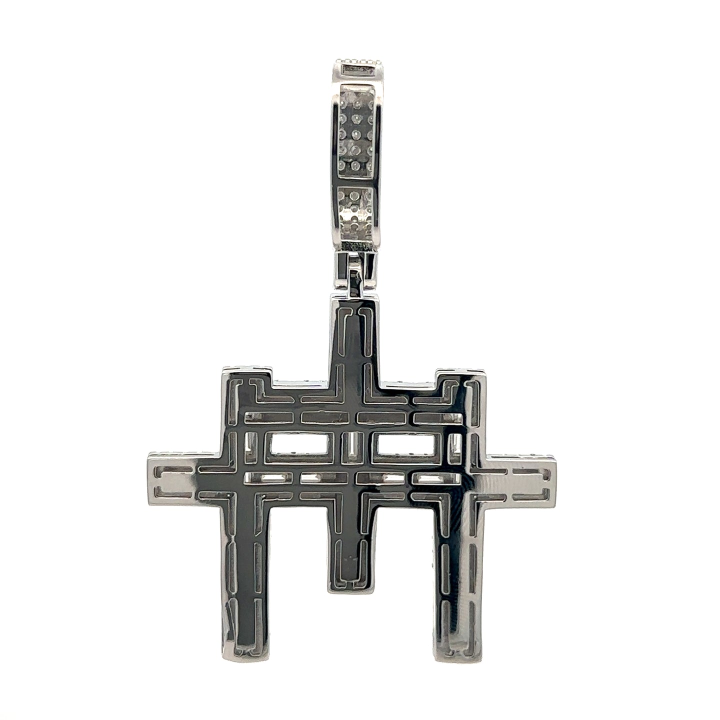 EDIFICE 8.84 CTW 925 CZ MOISSANITE RHODIUM ICED OUT PENDANT I 997451