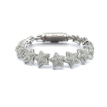 MARIEL 6.46 CTW 14MM CZ RHODIUM MOISSANTE ICED OUT BRACELET | 997511