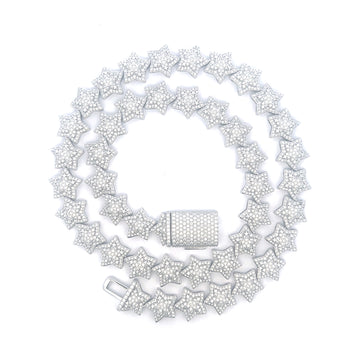 MARIEL 14MM RHODIUM MOISSANITE ICED OUT CHAIN  |  997521