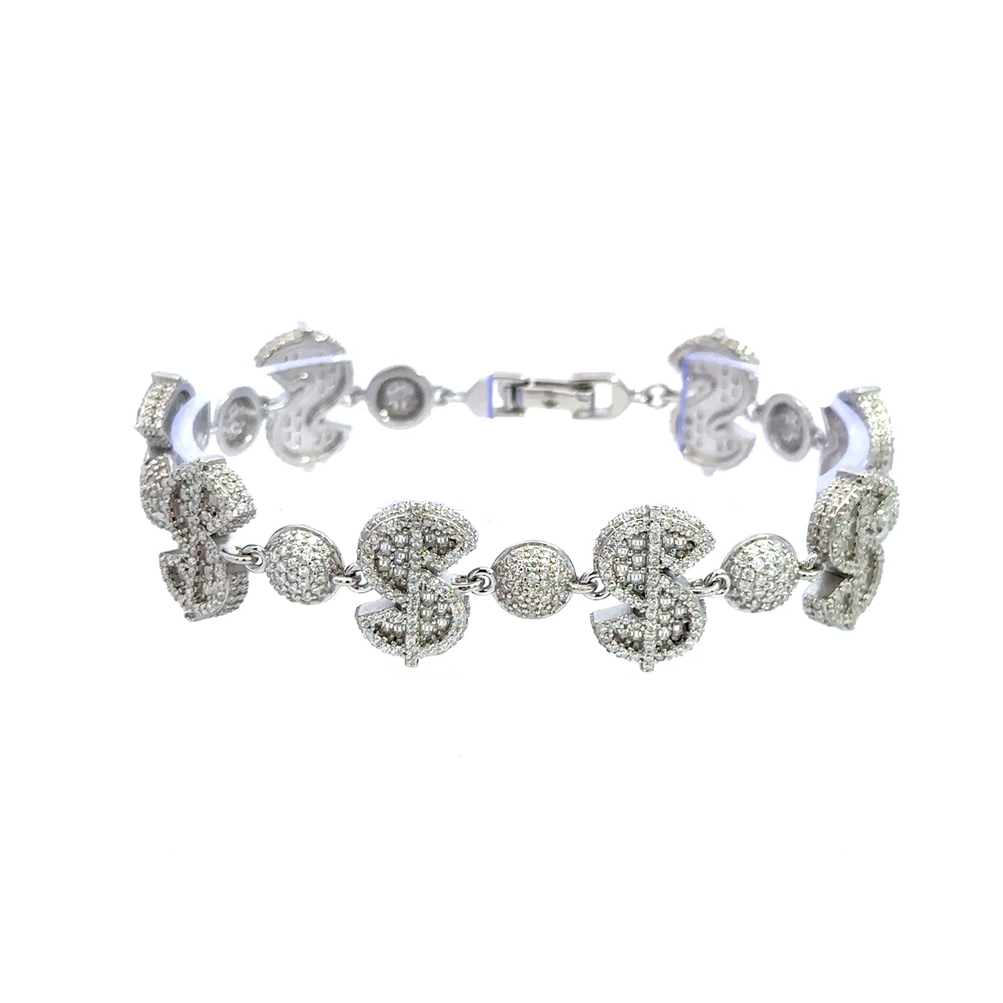ALTHIA 10.32 CTW 8MM CZ RHODIUM MOISSANTE ICED OUT BRACELET | 997531