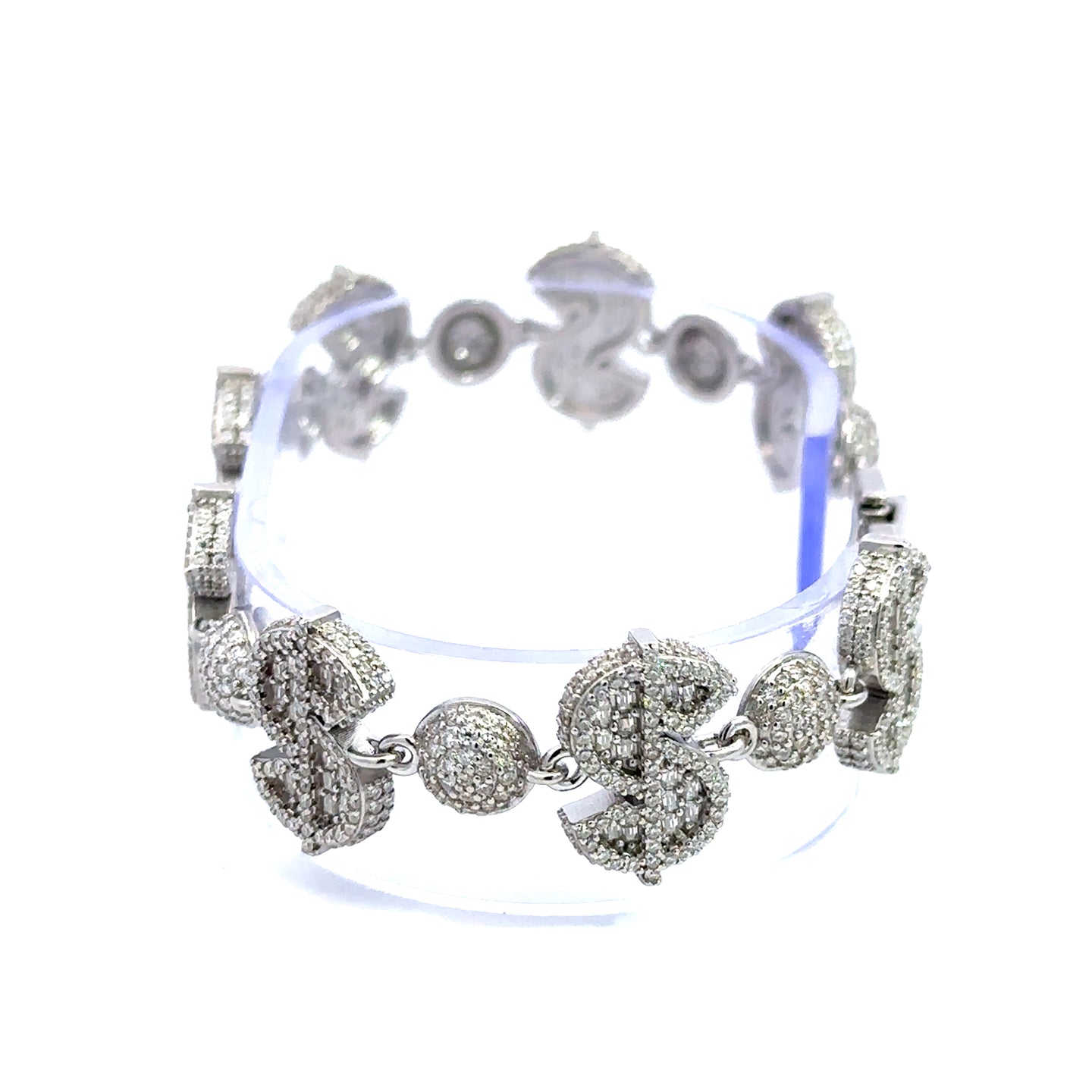 ALTHIA 10.32 CTW 8MM CZ RHODIUM MOISSANTE ICED OUT BRACELET | 997531