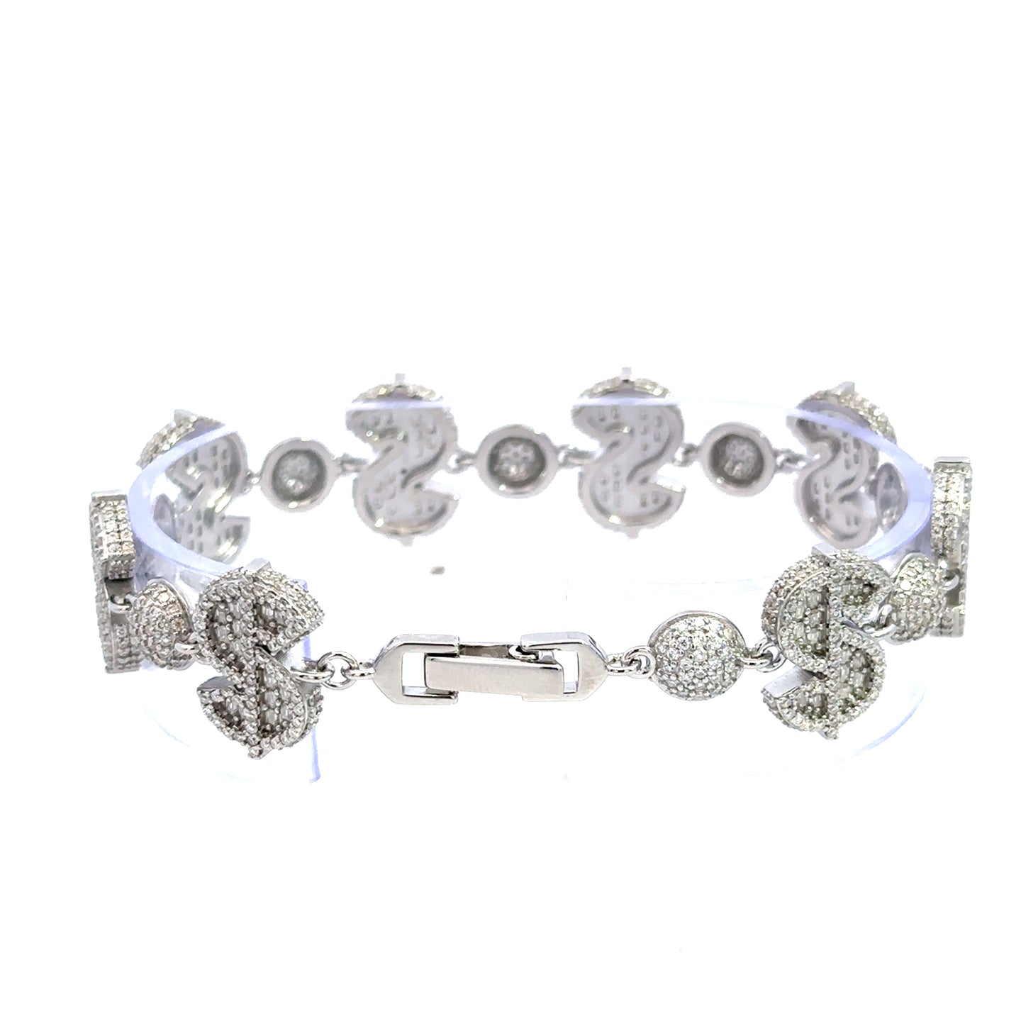 ALTHIA 10.32 CTW 8MM CZ RHODIUM MOISSANTE ICED OUT BRACELET | 997531