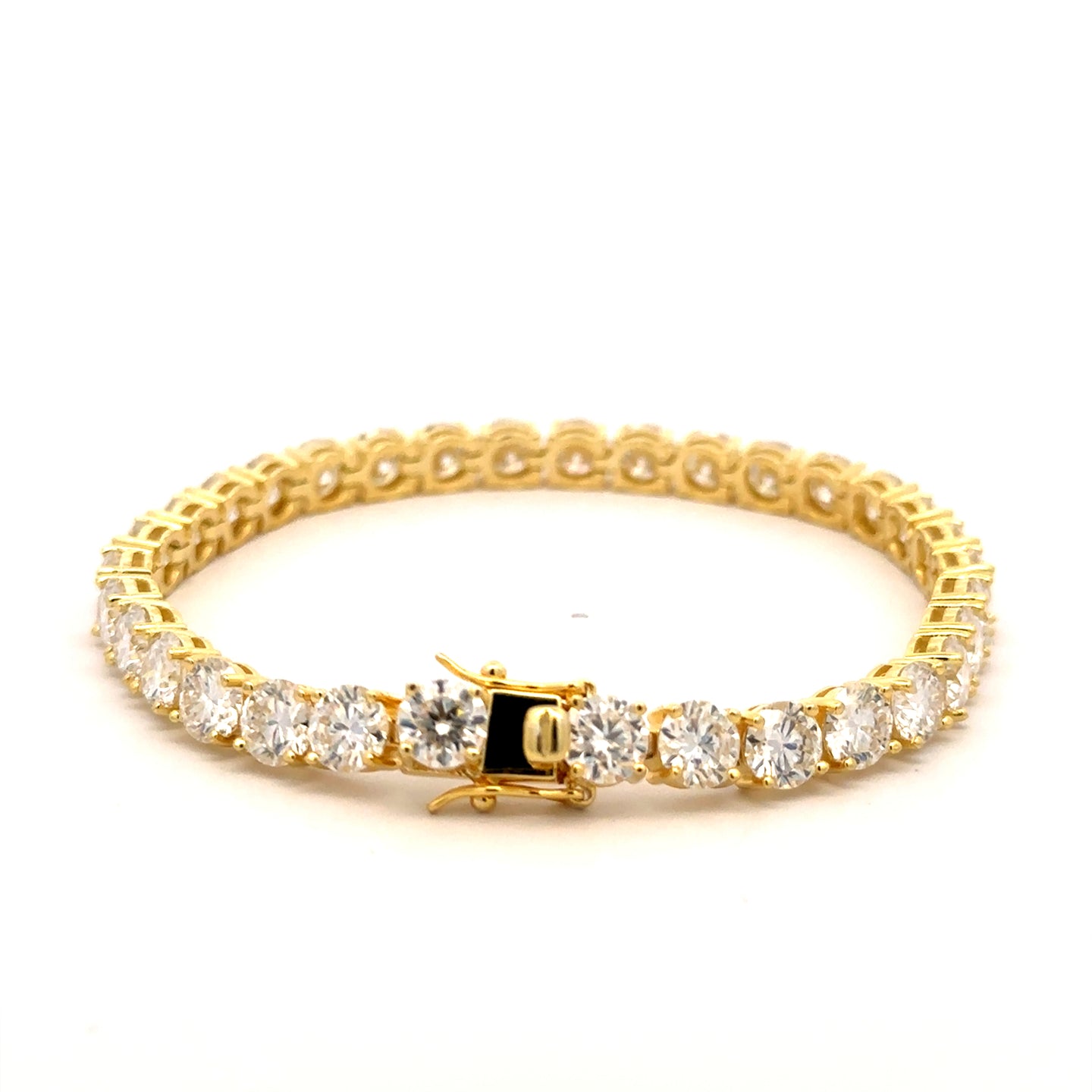 TIRA 26.4 CTW  6 MM 8" CZ GOLD MOISSANTE ICED OUT BRACELET |  997592