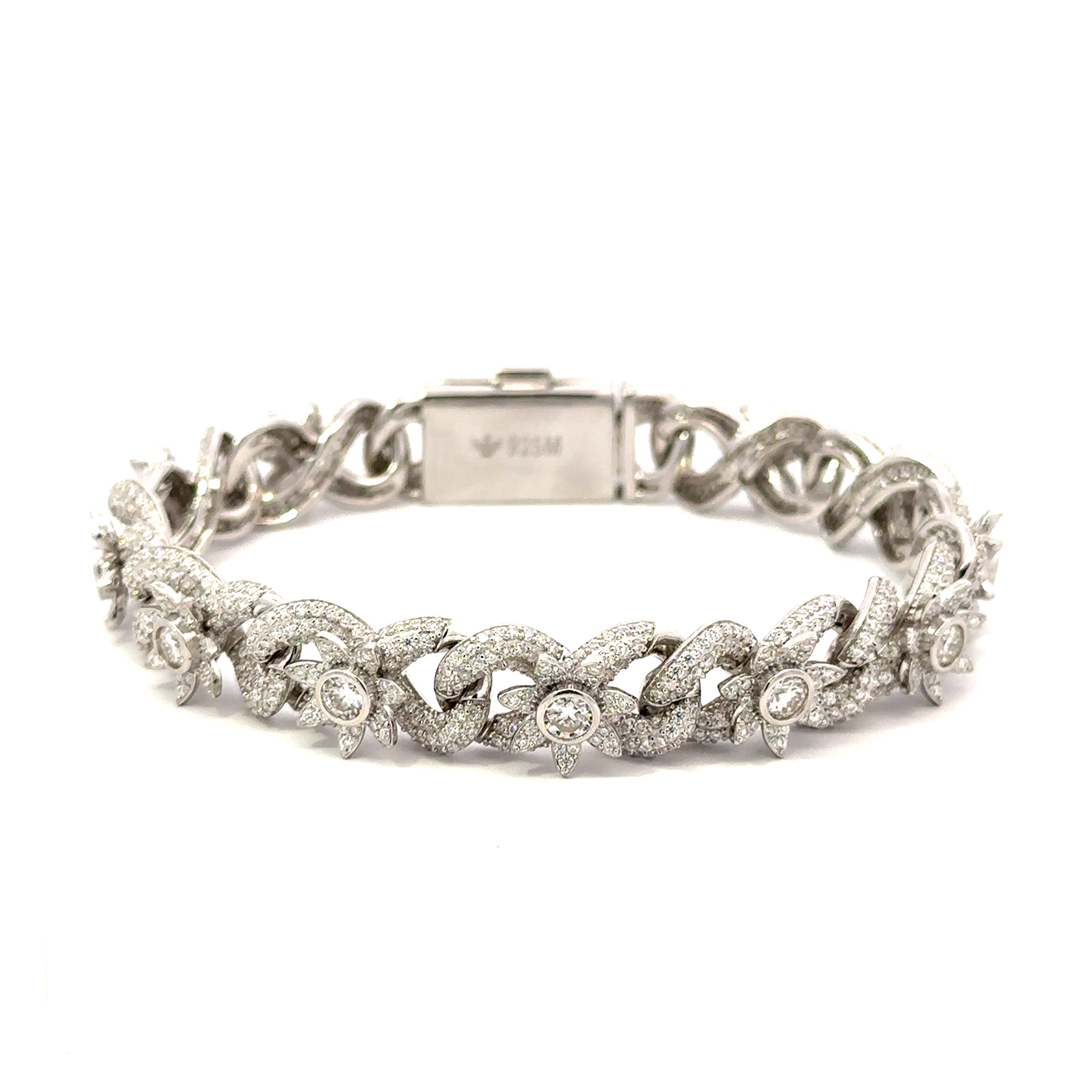 RENVIS 10.87 CTW 12MM CZ RHODIUM MOISSANTE ICED OUT BRACELET | 997971