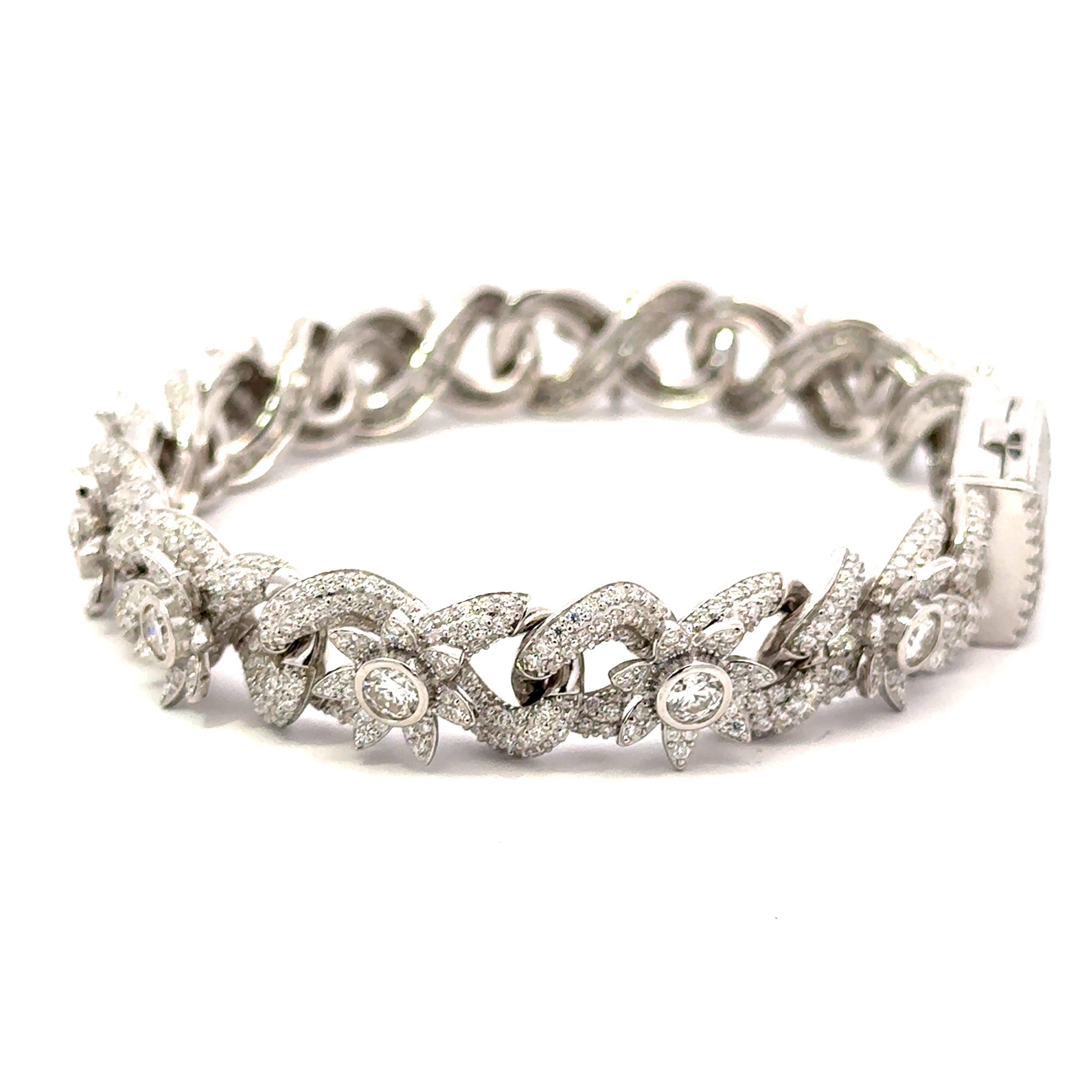 RENVIS 10.87 CTW 12MM CZ RHODIUM MOISSANTE ICED OUT BRACELET | 997971