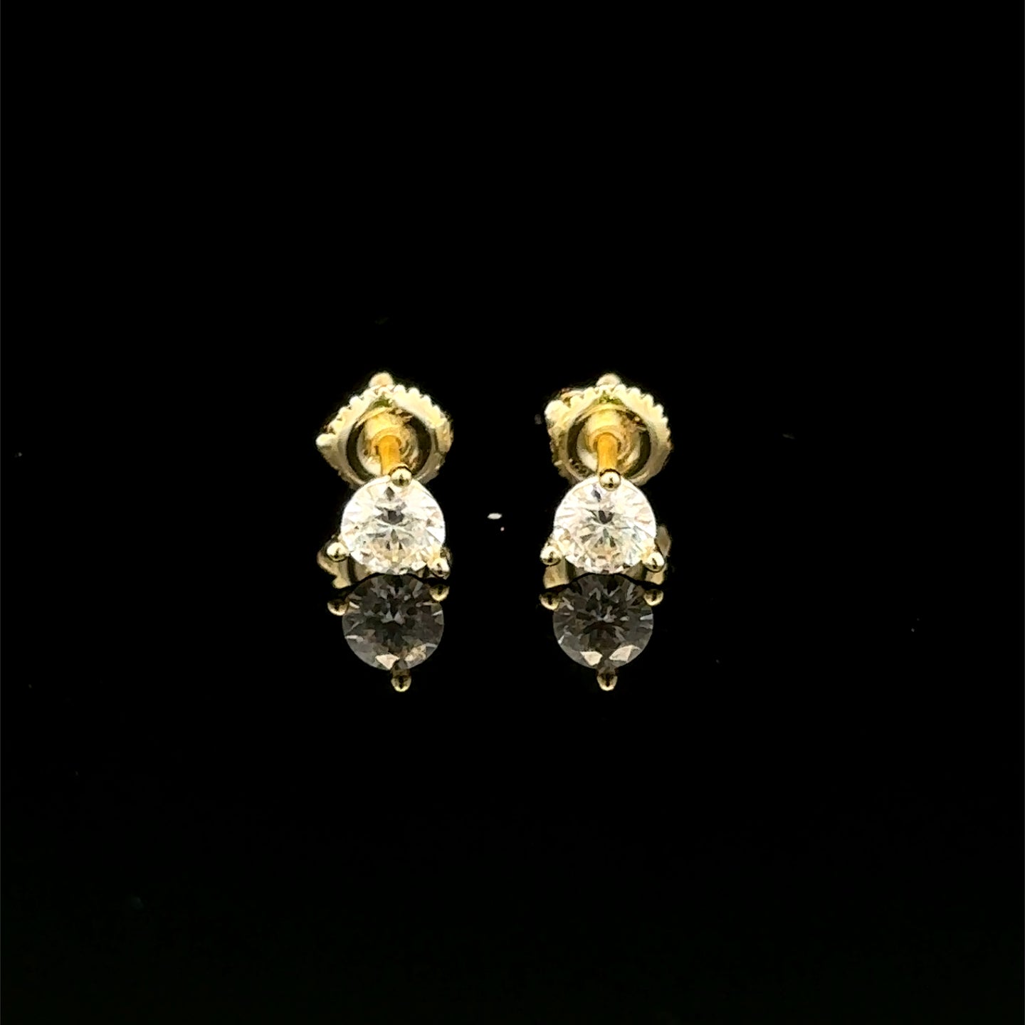 998262 | 925 Moissanite 0.50CTW Gold 3-Prong Earrings
