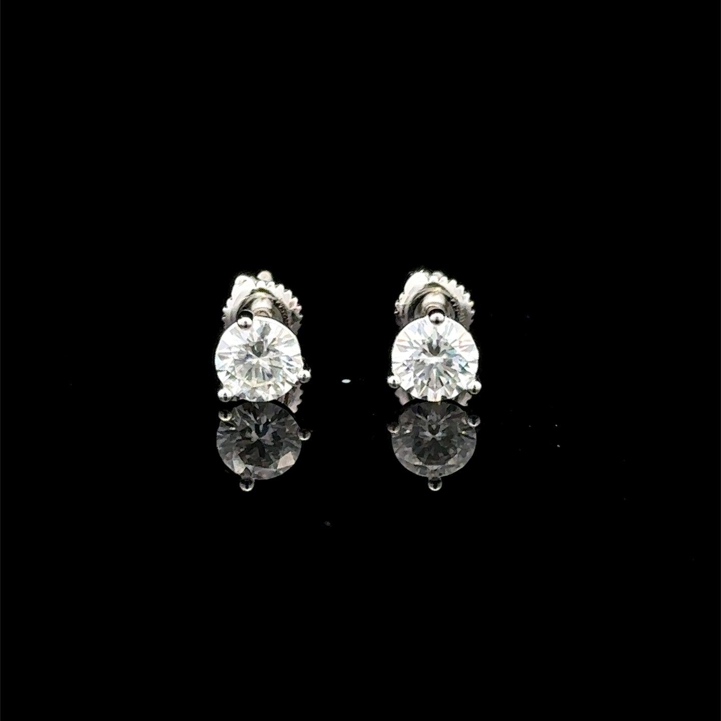 998271 | 925 Moissanite 1CTW Rhodium 3-Prong Earrings