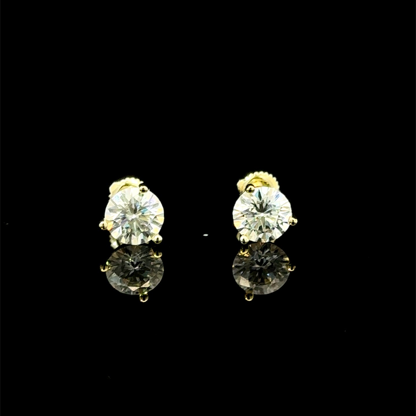 998282 | 925 Moissanite 2CTW Gold 3-Prong Earrings