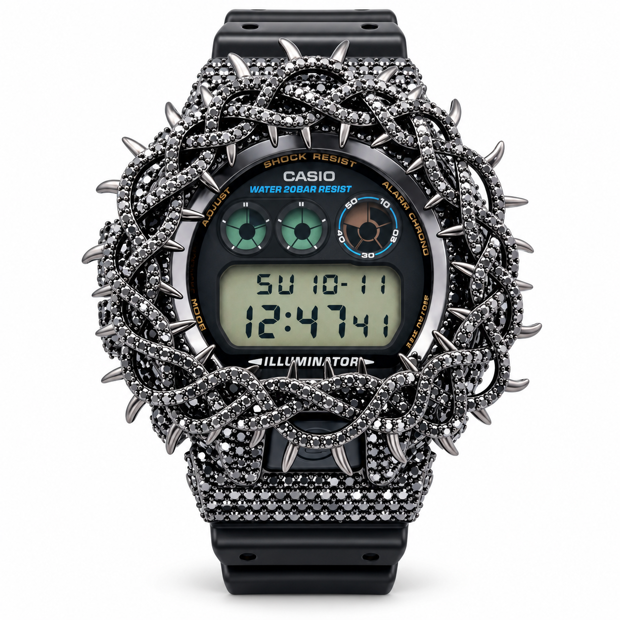 590273 | Brass Moissanite Black Throne Bezel G-Shock Watch
