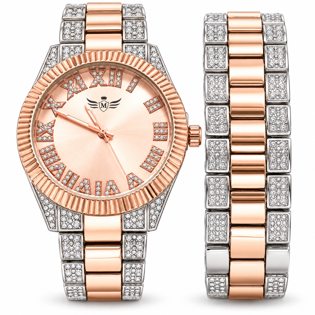 5306318 | Ultra Bling TT Gold White MOP Watch Set