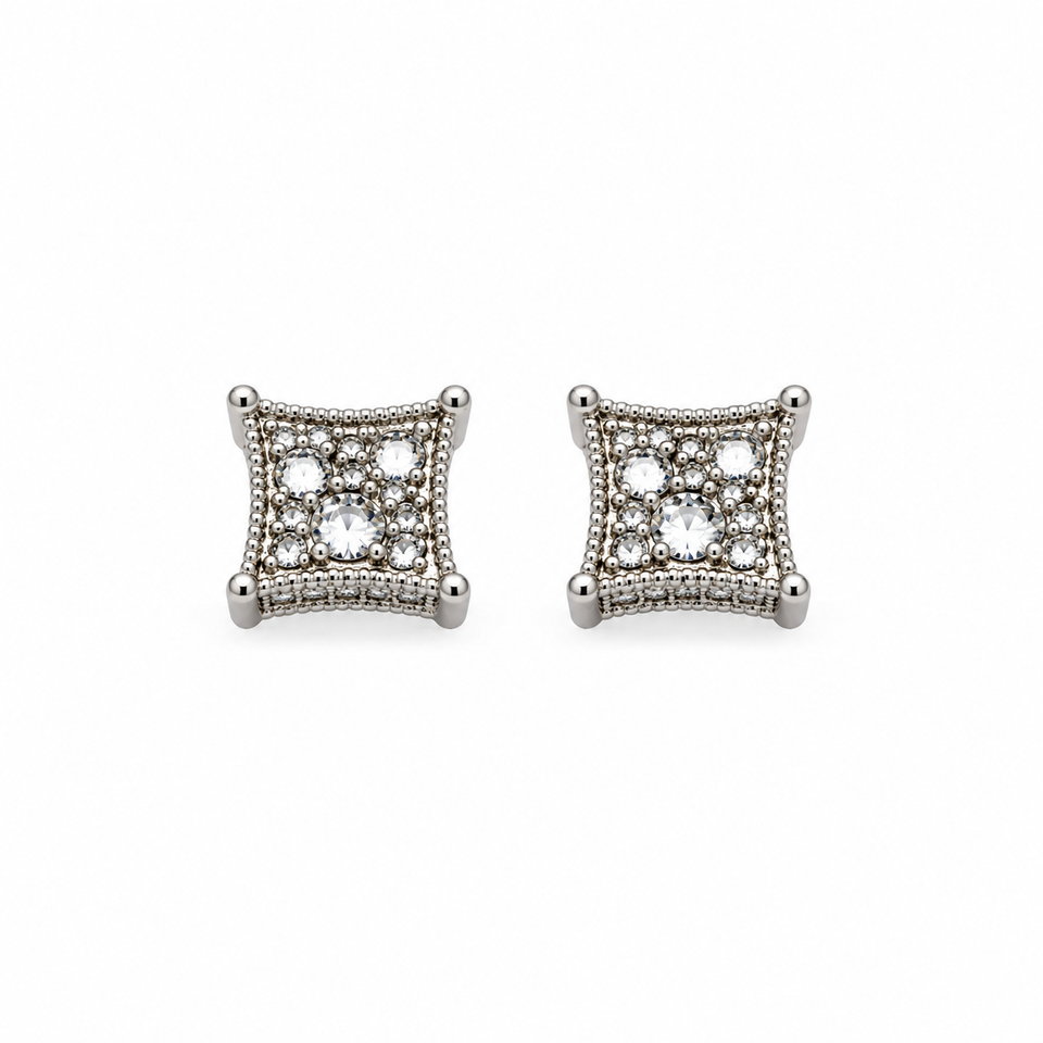 9100301 | 0.59 CTW Brass Moissanite Rhodium Earring