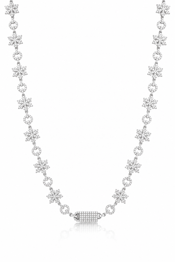 9911161 | 925 Silver Moissanite Rhodium Cross Link Chain