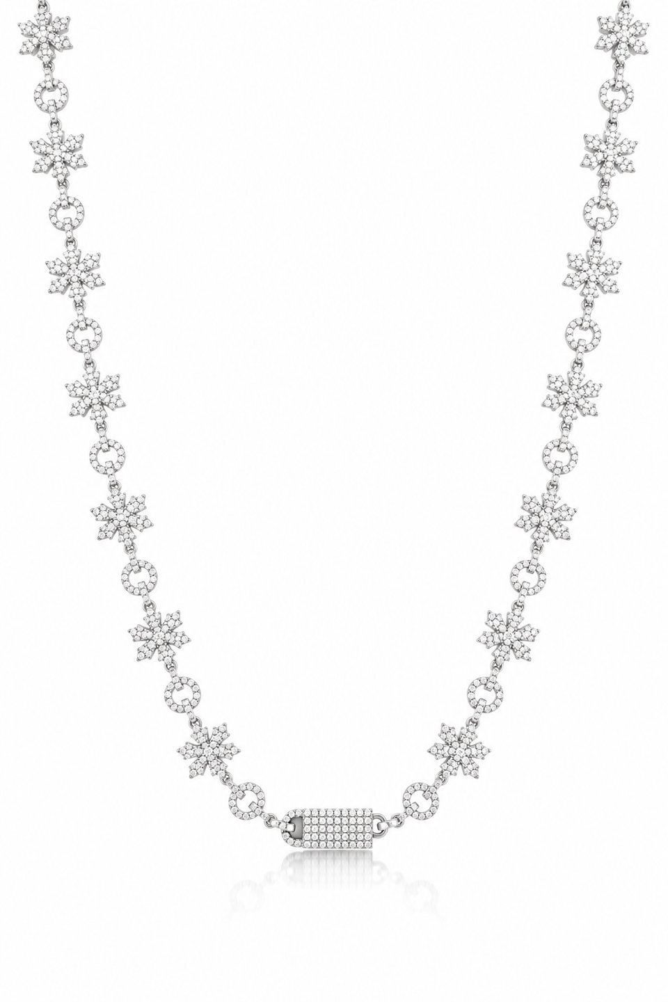9911161 | 925 Silver Moissanite Rhodium Cross Link Chain