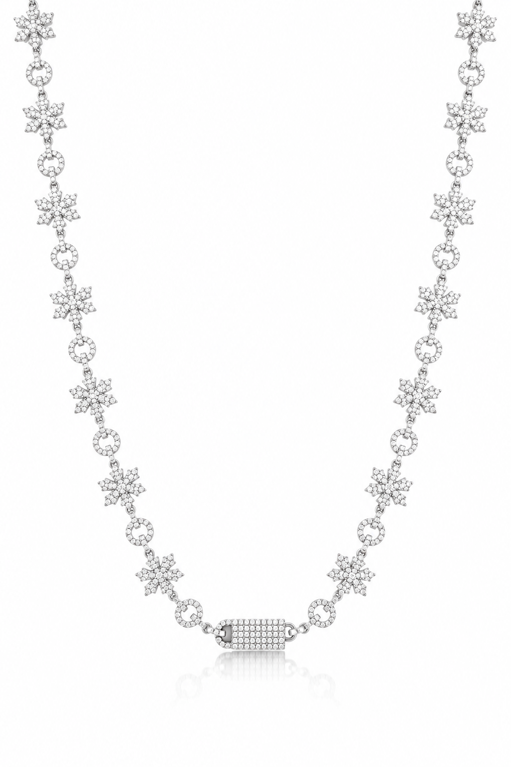 9911161 | 925 Silver Moissanite Rhodium Cross Link Chain