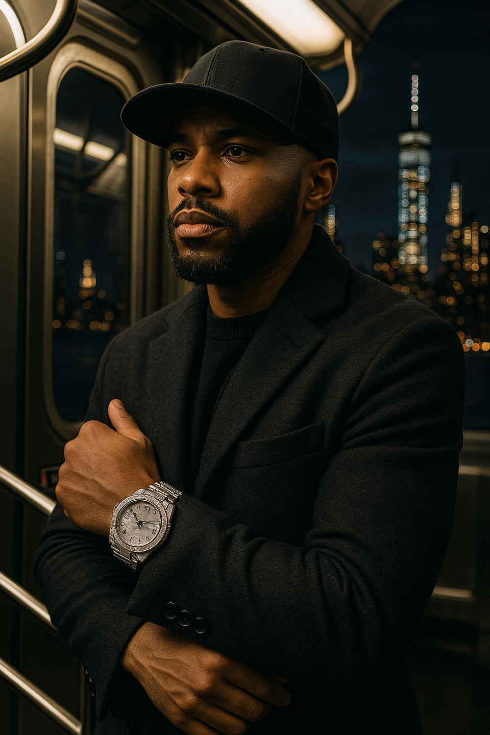 HADRIA STEEL RHODIUM MOISSANITE WATCH ICED OUT I 590071