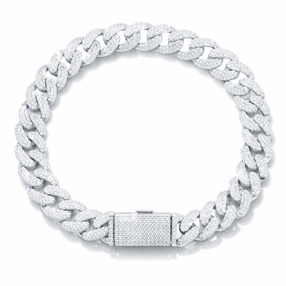 MAVIN 10MM RHODIUM MOISSANITE ICED OUT BRACELET I 991571