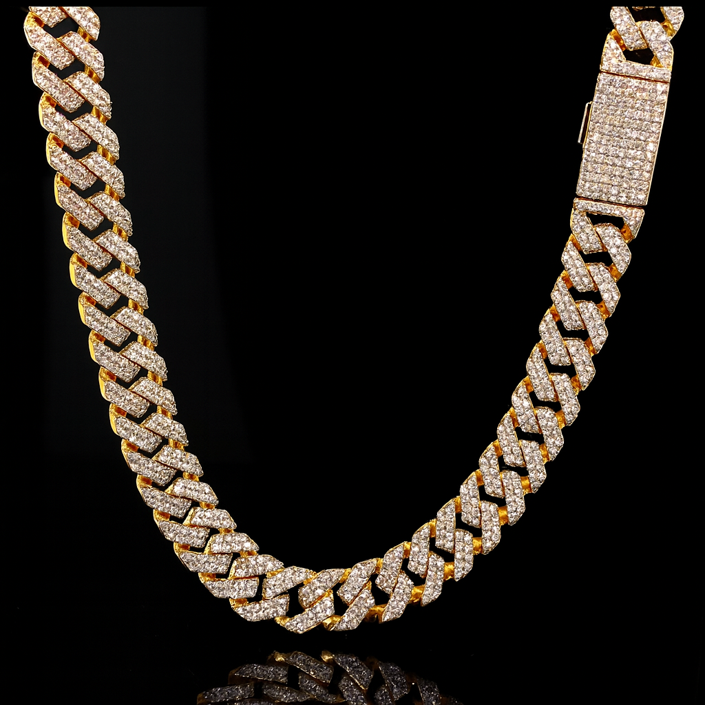 RENAZA 10MM GOLD MOISSANITE ICED OUT CUBAN I 994462