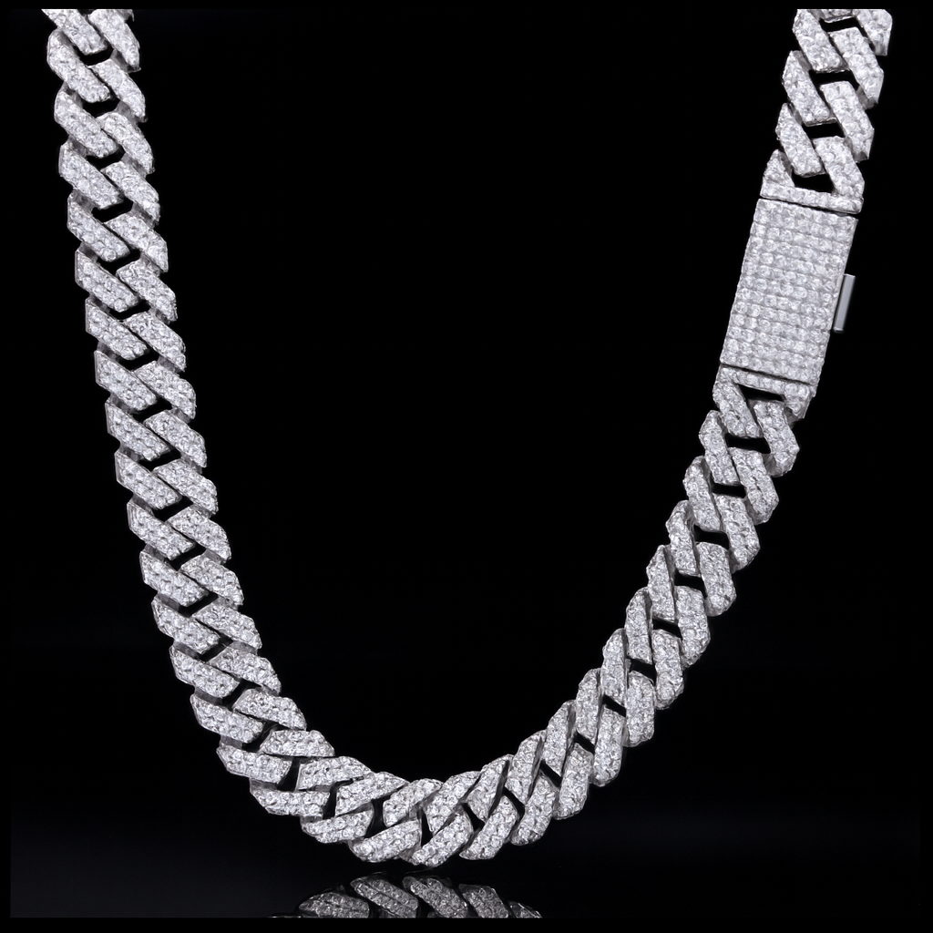 RENAZA 10MM RHODIUM MOISSANITE ICED OUT CUBAN I 994461