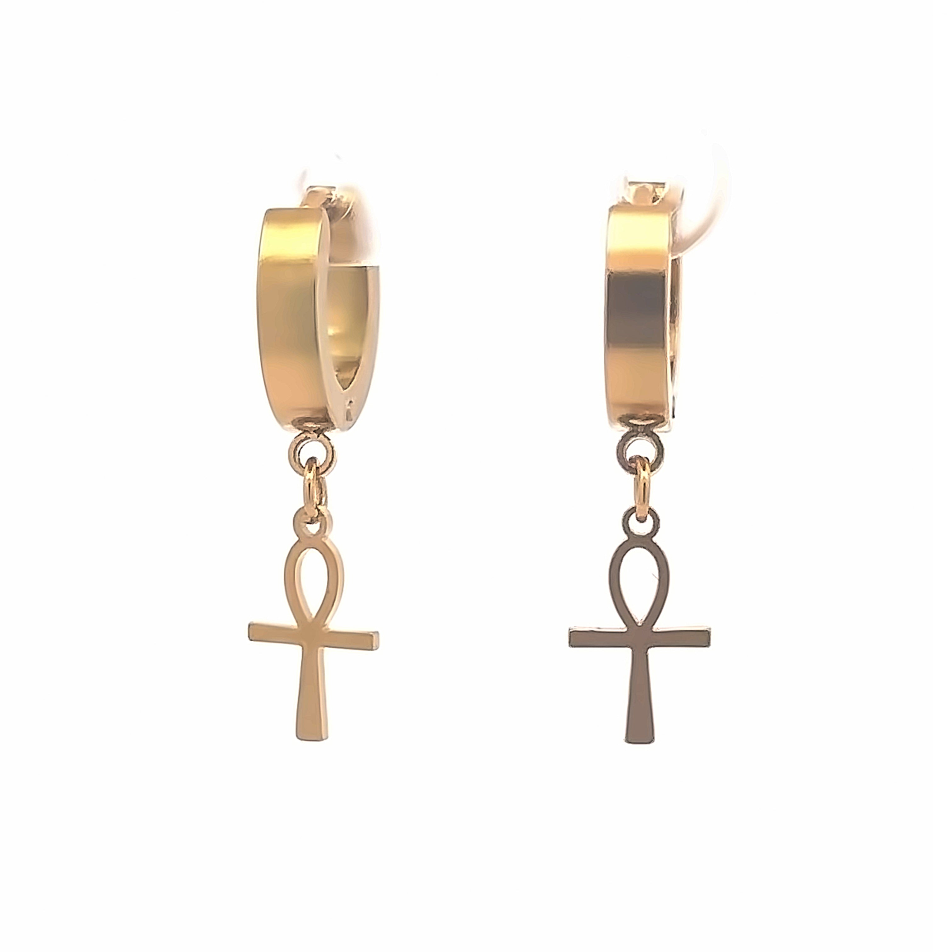 ERYNDOR GOLD STEEL ICED OUT EARRINGS I D9532