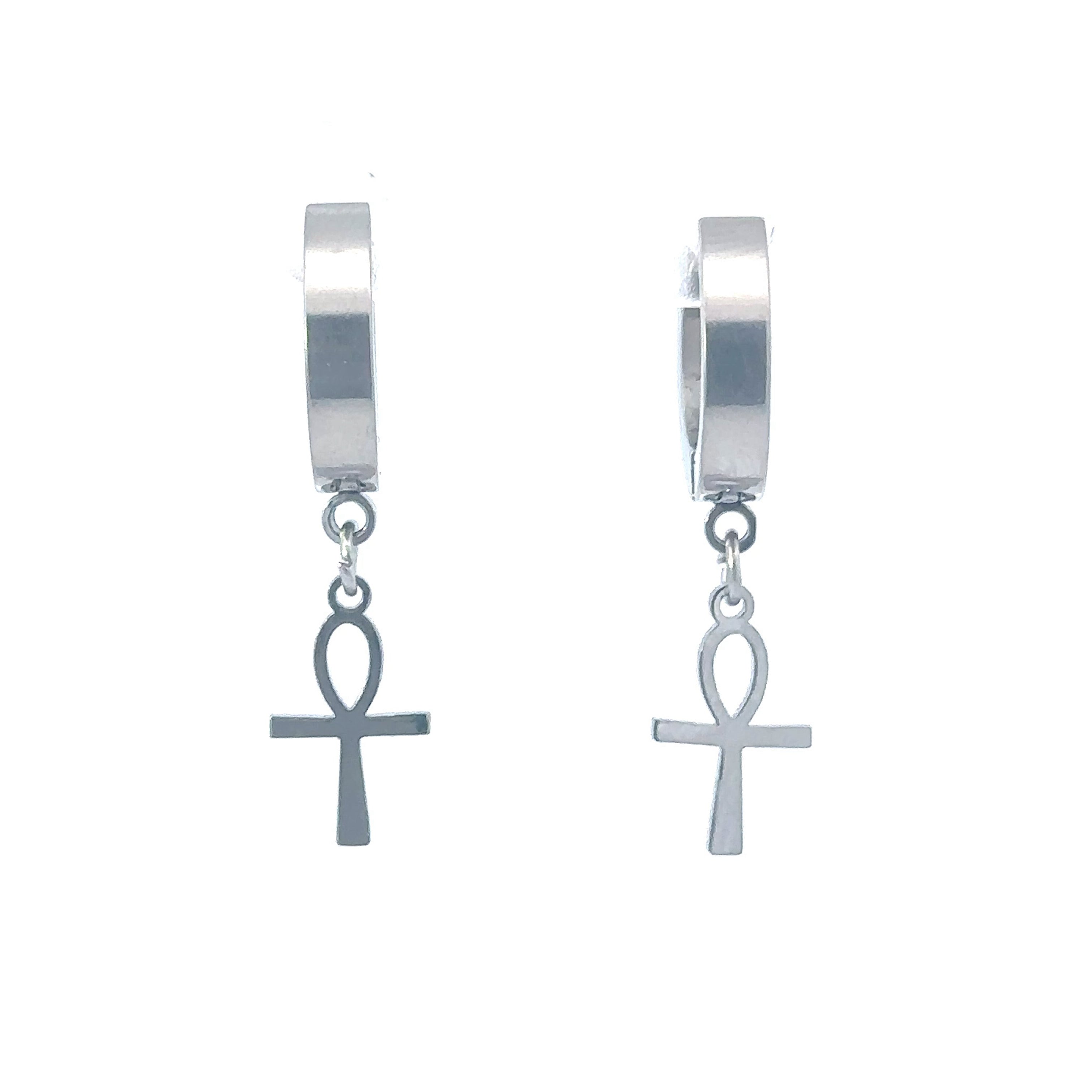 ERYNDOR RHODIUM STEEL ICED OUT EARRINGS I D9531