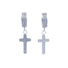 FAELITH RHODIUM STEEL ICED OUT EARRINGS I D97011