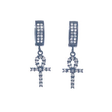 HADRIS BLACK STEEL ICED OUT EARRINGS I D97053