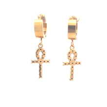 HADRIS GOLD STEEL ICED OUT EARRINGS I D97052