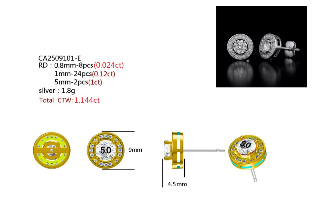 980371 | 1.144ctw VS/D 925 LGD Diamond Rhodium Earrings