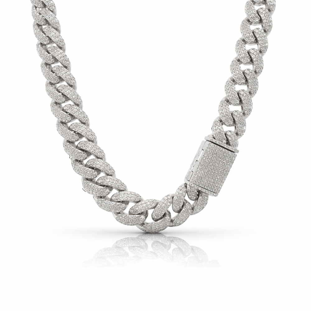 TYRANT 14MM 24" 925 CZ RHODIUM ICED OUT CUBAN CHAIN | 9221151