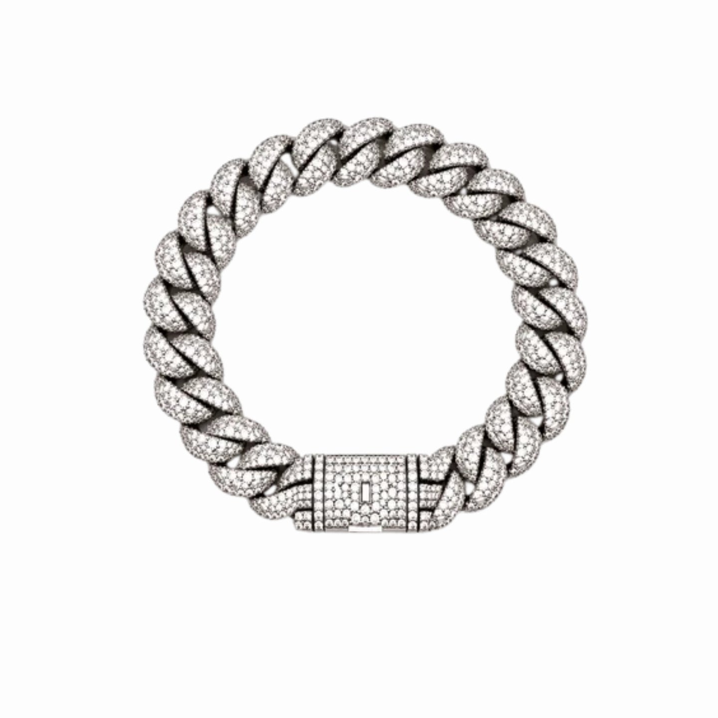 964051 | Brass Rhodium 12mm 8" Cuban Bracelet