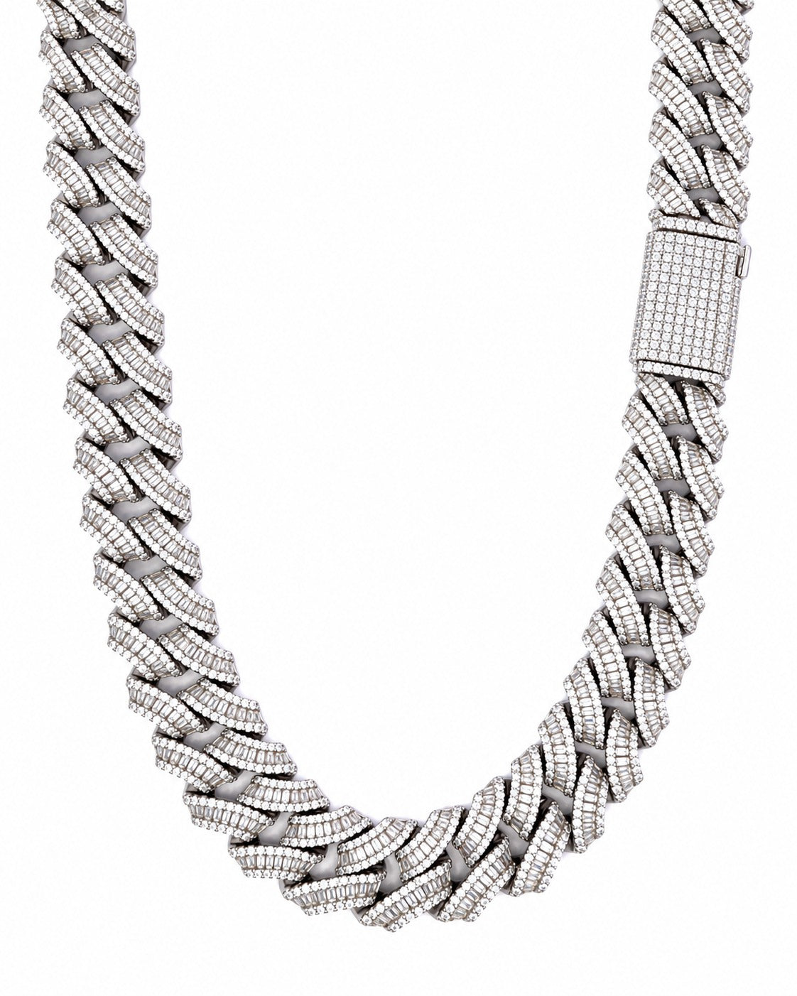 9910921 | 925 Moissanite Rhodium 14mm 22" Cuban