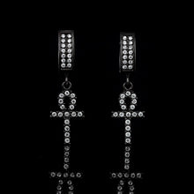 HADRIS BLACK STEEL ICED OUT EARRINGS I D97053
