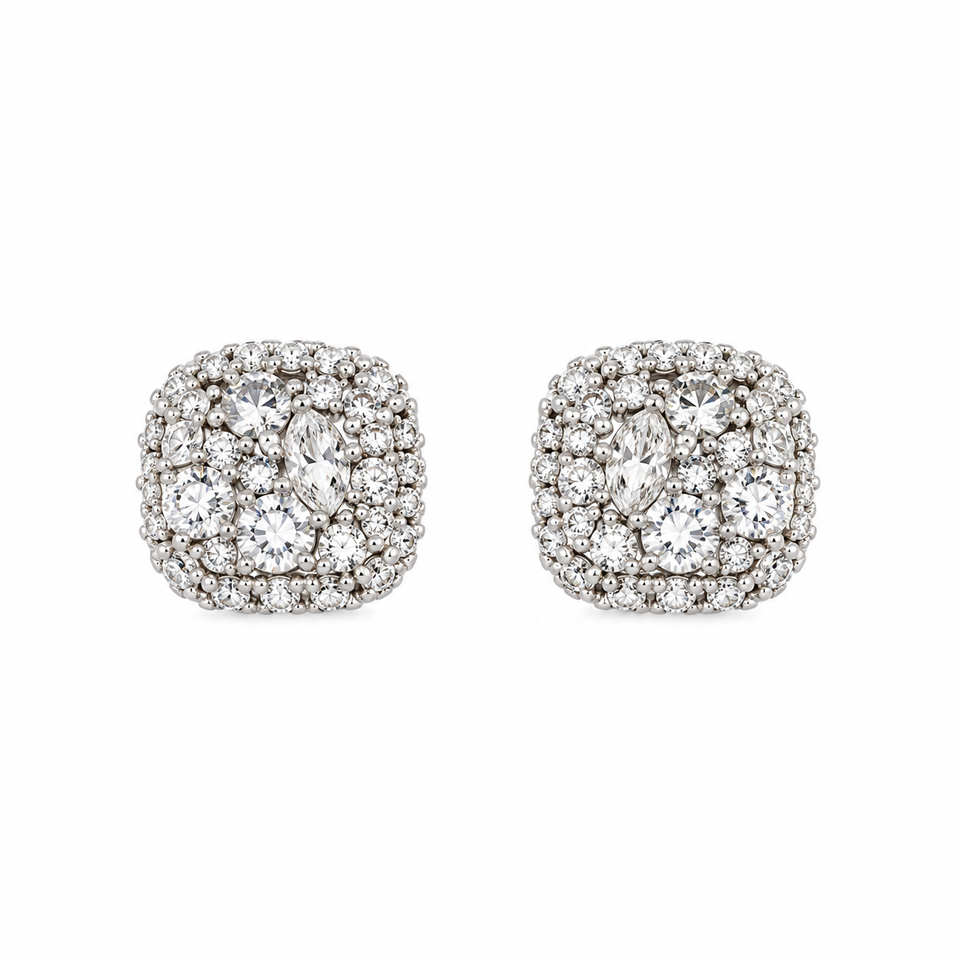 9100381 | 0.89 CTW Brass Moissanite Rhodium Earring