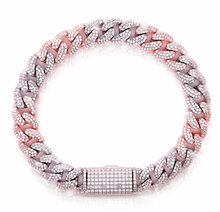 9986920 | 925 Moissanite Cuban RP + 3link Rose Gold 10MM Bracelet