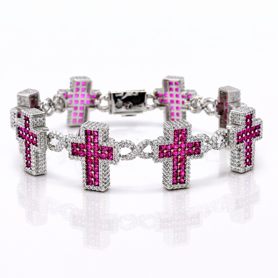 963961 | CZ Brass Rhodium Bracelet