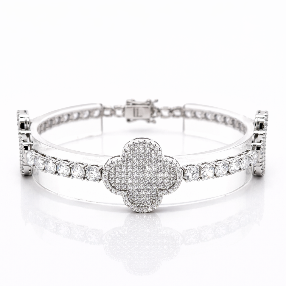 963941 | CZ Brass Rhodium Bracelet