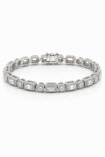 9217481 | Silver Iced out CZ Rhodium Plated 7.5