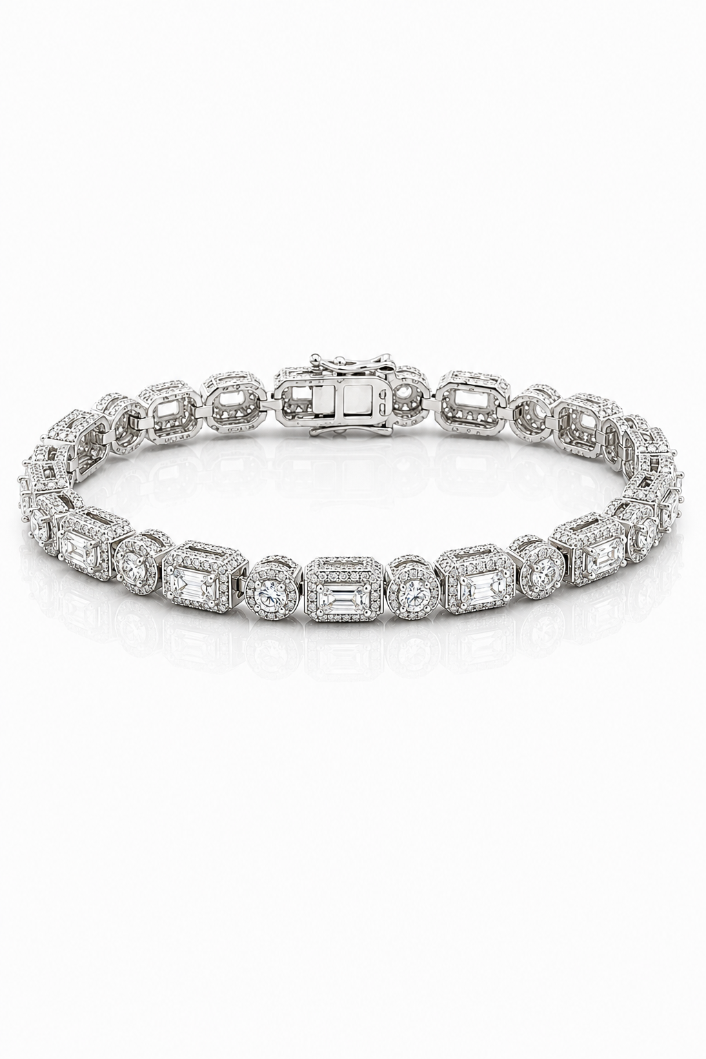 9217481 | Silver Iced out CZ Rhodium Plated 7.5" Ghost Bracelet