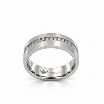 9312481 | Steel Moissanite Rhodium Ring
